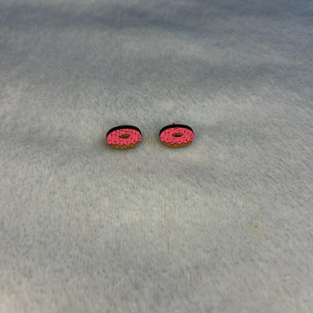 Donut Earrings Wooden Style